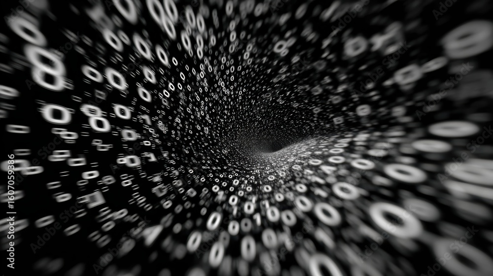 Poster a mesmerizing swirl of binary digits creates a digital vortex representing modern technology and dat