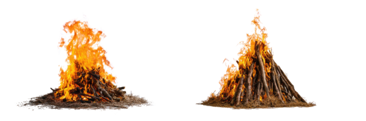 Two isolated bonfire illustrations