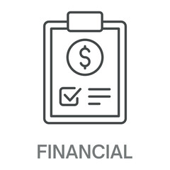 Financial Line Icon, Simple Style Design Outline Symbol Illustration, Editable Stroke For Logos And More