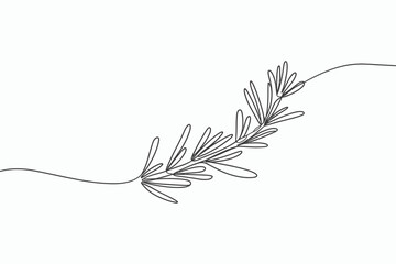Minimalist line drawing of a delicate rosemary sprig