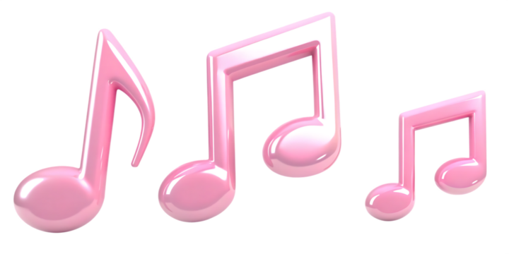 Pink musical notes isolated on white background P N G A I... isolated on a transparent background