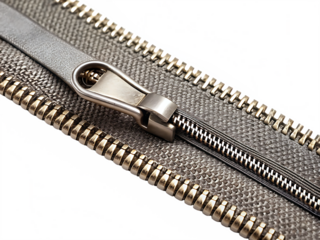 metallic zipper with textured material isolated on white background PNG, AI GENERATED