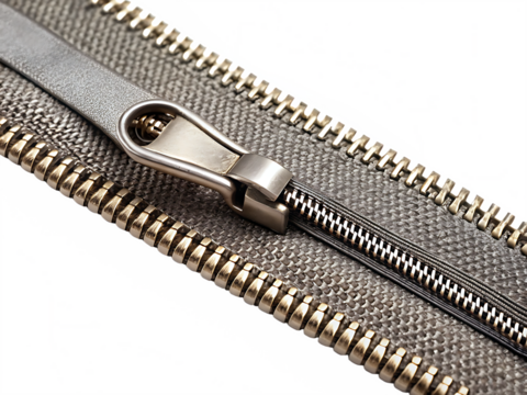 metallic zipper with textured material isolated on white background PNG, AI GENERATED