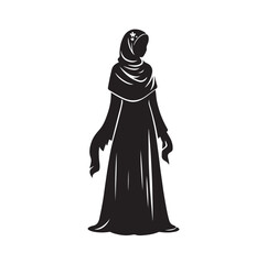 Fototapeta premium hijab style standing vector silhouette design white background