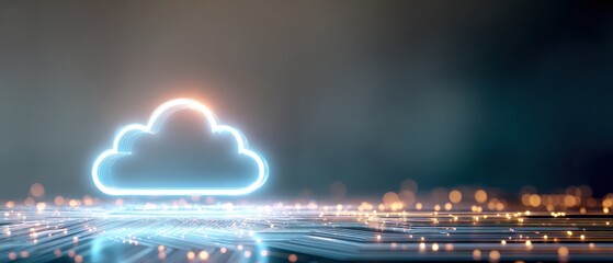 Obraz premium Glowing cloud icon on circuit board