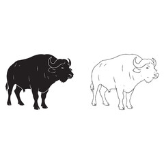 Farm Animal Utility - Buffalo Form Presentation - Essential Silhouette and Artistic Lineart Visuals - Buffalo silhouette - Buffalo lineart - Buffalo vector - vector set of Buffalo

