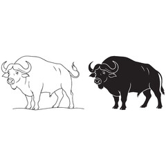 Thick Hide Protection - Buffalo Body Outline Package - Defined Silhouette and Precise Lineart - Buffalo silhouette - Buffalo lineart - Buffalo vector - silhouette & lineart of Buffalo

