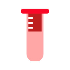 Simple flat design of a test tube with red liquid and markings