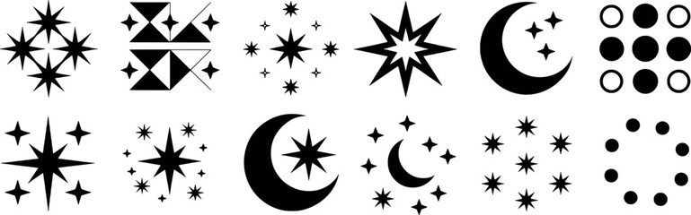 Celestial bodies and geometric shapes collection star moon