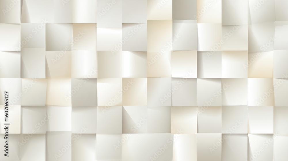 Poster abstract background with a surface of overlapping paper squares in soft light tones for creative pro