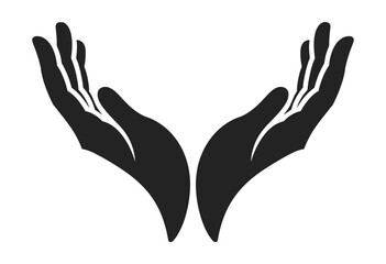 Obraz premium offering or giving Two Hands Silhouette Vector