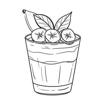 banana smoothie in glass, black and white clip art preview