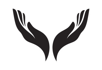 Obraz premium Two Hands Offering or Giving Silhouette - Gift Giving & Helping Vector Symbol - Kindness and Charity Concept