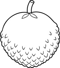 Isolated Lychee Outline Illustration Vector for Botanical and Packaging Design, Lychee Line Art Drawing, Black and White Lychee Sketch, Minimalist Lychee Fruit Illustration

