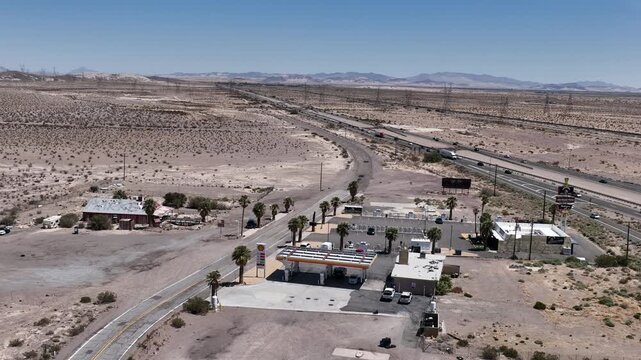 Desert Highway Service Station with Shell Gas Stop