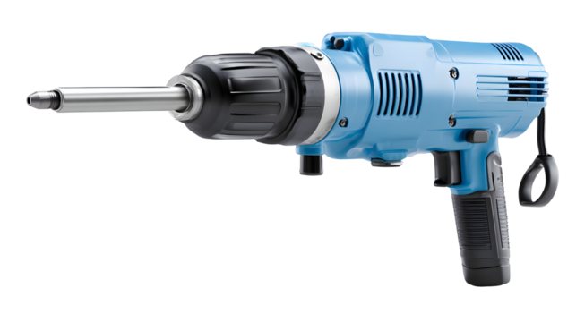Blue electric drill tool isolated on transparent background