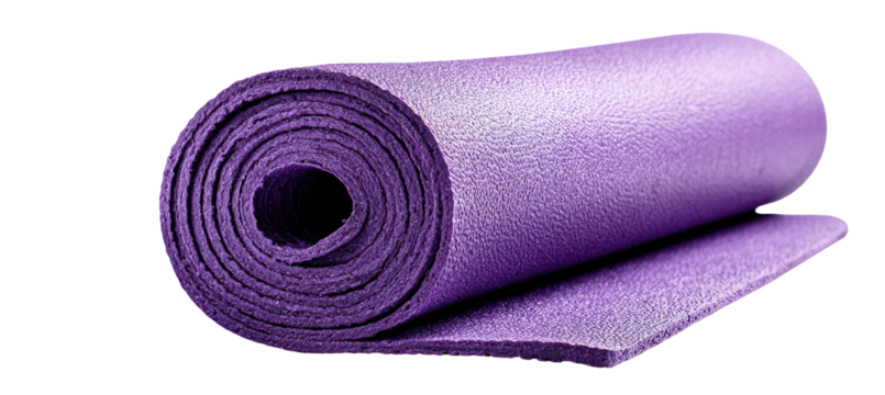 Rolled-up purple exercise mat (1)
