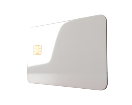 Blank White Credit Card Mockup with Chip Isolated for Design Presentation Payment Card Financial Tool on transparent background