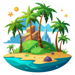 tropical island with palm trees