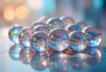 Clear Bubbles: Purity, Transparency & Abstract Forms. Ideal for Cleanliness, Freshness, Liquids & Serene Backgrounds.