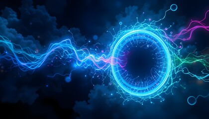 Energy Sphere: Dynamic Power, Abstract Motion & Futuristic Technology. Concepts of Innovation, Flow & Digital Transformation.