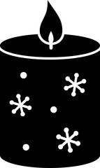 Christmas candle decorated with snowflake pattern silhouette Vector.
Festive candle with snowflake decoration isolated.
Holiday winter snowflake Candle Illustration.
Transparent background. SVG.