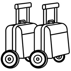 Luggage wheels line art vector