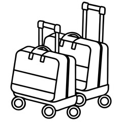Luggage wheels line art vector
