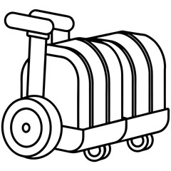 Luggage wheels line art vector