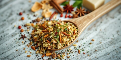 Gourmet Seasonings with Spoon,  Elegant Display