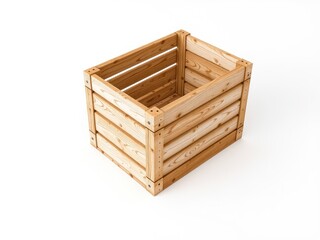 Isolated Wooden Crate - 3D Model, Clipping Path Included