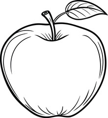 Hand Drawn Apple Fruit Vector in Black Outline Style for Botanical and Food Packaging Design, Apple Fruit Outline Vector, Minimal Apple Line Drawing, Black and White Apple Sketch

