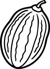 Minimal Line Art Date Fruit Vector in Black Ink Style for Botanical and Packaging Use, Date Fruit Outline Drawing, Black and White Date Sketch, Monochrome Date Palm Illustration