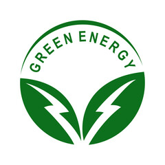 Green hydrogen logo vector hand draw in circle