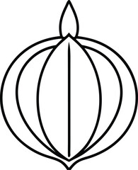 Minimal line art illustration of breadfruit fruit in simple black outline style for tropical botanical and food design, Breadfruit outline drawing, Tropical breadfruit vector, Breadfruit line sketch