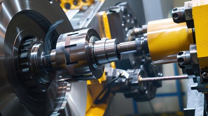 Fototapeta premium Precision Lathe Turning Operations: Comprehensive Guide to Spindle Turning, Facing, Taper Turning, and Thread Cutting with CNC and Manual Lathes, Tool Selection, Workpiece Setup, and Safety Protocols 