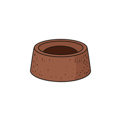 Illustrated brown terracotta ring pot with a porous texture and black outlines.