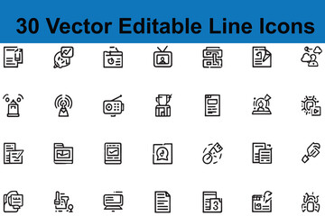 Vector line icons collection for business and technology