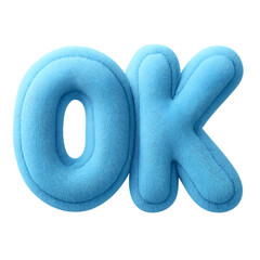 Soft Blue Plush "OK" Text