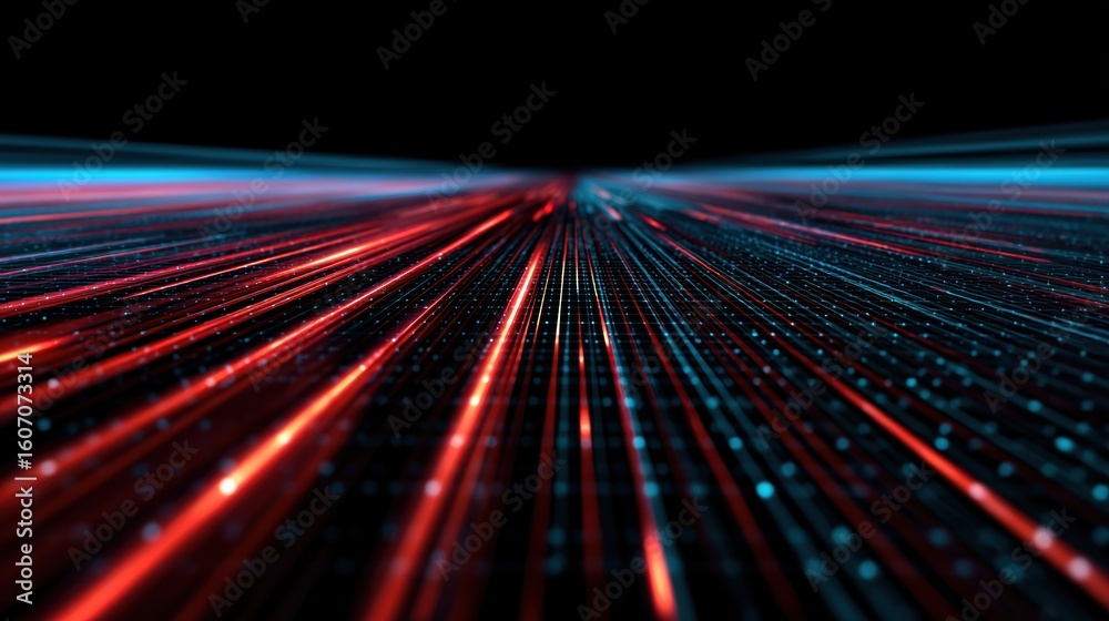 Poster dynamic neon lines on a dark background create a vibrant visual experience of speed and innovation.