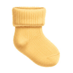 Cozy yellow baby sock with folded cuff