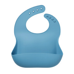 Light blue silicone baby bib with food catcher