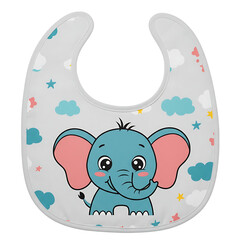 Cute cartoon elephant bib for babies with clouds and stars pattern