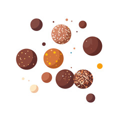 Gourmet chocolate truffles and bonbons with assorted toppings and sprinkles.