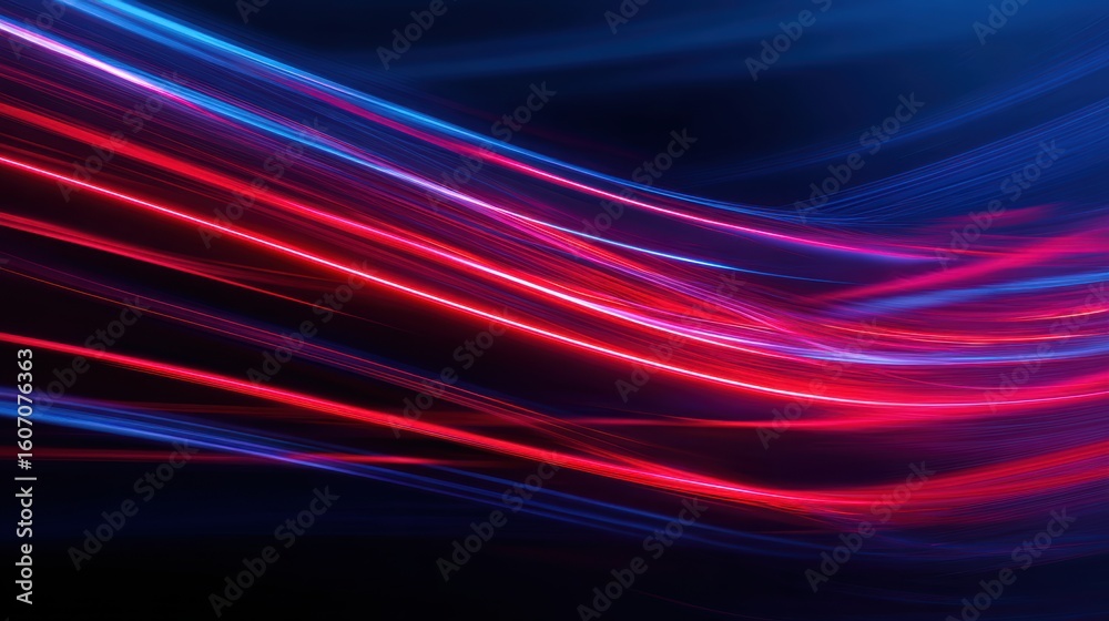 Poster vibrant abstract lines blend in red and blue, creating a dynamic, flowing visual perfect for modern 