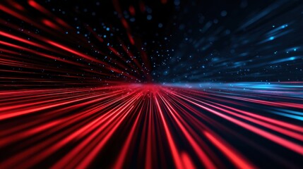 Vibrant abstract background showing dynamic red and blue light trails representing speed and motion.