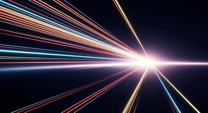 Vibrant Light Streaks in Dark Space with Bright Central Explosion