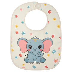 Cute cartoon elephant baby bib with star and flower pattern