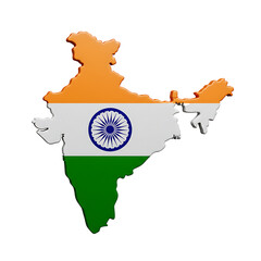 India Map with National Flag: A 3D Rendering of the Indian Subcontinent