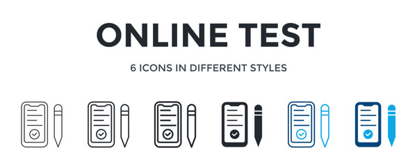 Online Test Icon In Different Style Vector Illustration. Designed In Thin Line, Regular Line, Bold Line, Glyph, Color Line, And Color Glyph Style Can Be Used For Web